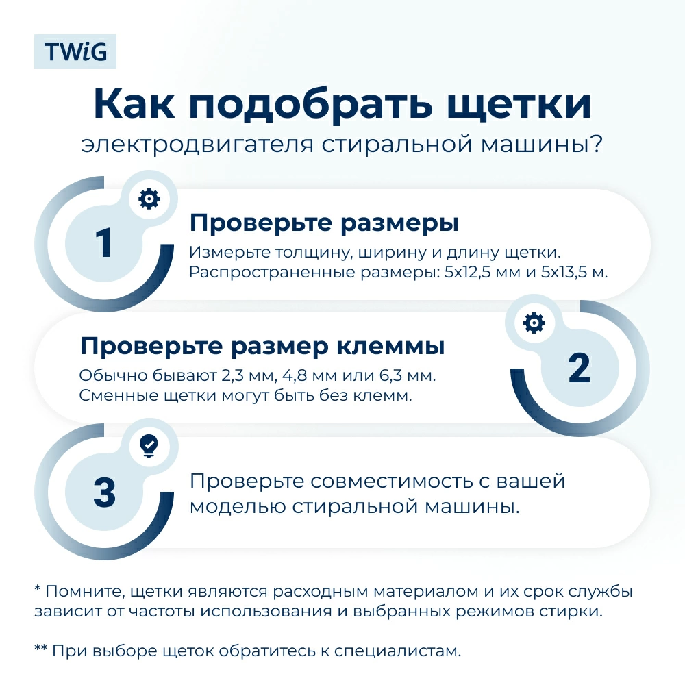 Щетки электродвигателя стиральной машины 5x12.4x36 мм с пружиной и клеммой